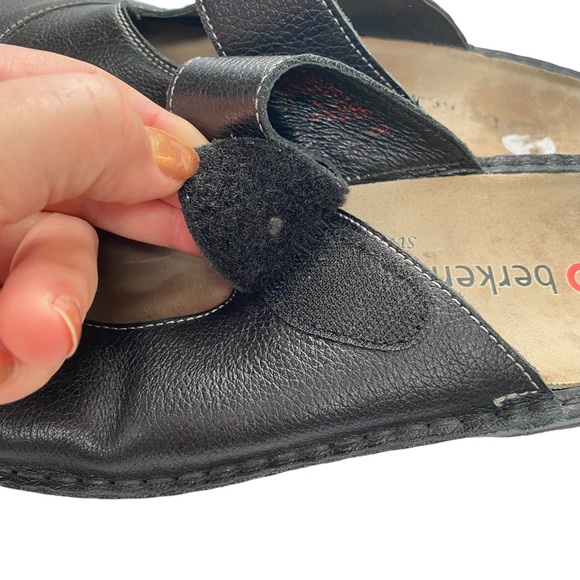 BERKEMANN Berkoflex Clog Black Leather Slip On Clog Mule Wedge Comfort Shoe 7.5 - Picture 5 of 12